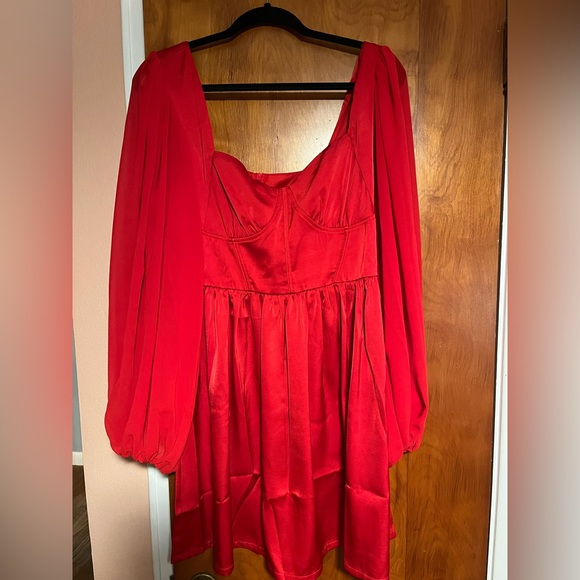 Boohoo Satin Sheer Longsleeve Mini Dress - Picture 4 of 8